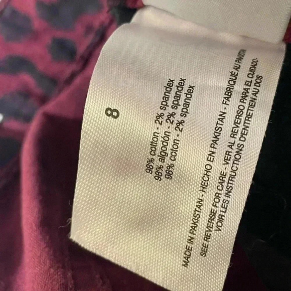 Social Standard by Sanctuary Skinny Ankle Jeans Maroon Cheetah Print Sz 8 NEW - Picture 7 of 9